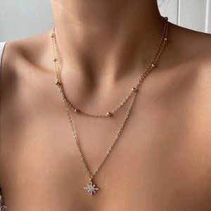 Double chain snowflake necklace